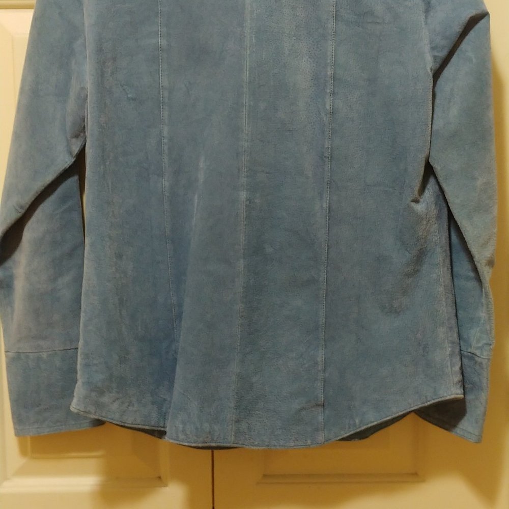 Bagatelle baby blue real suede jacket